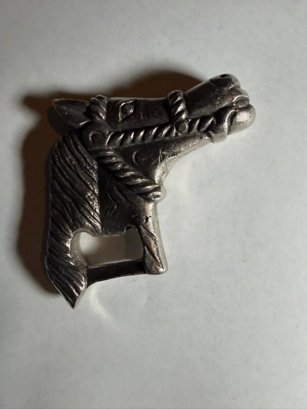 Vintage Horse Head Bottle Opener Silver Metal Equestrian Western Barware‎